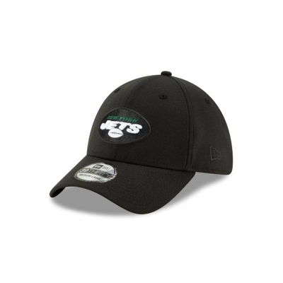 Black New York Jets Hat - New Era NFL NFL Logo Elements 2.0 39THIRTY Stretch Fit Caps USA4167283